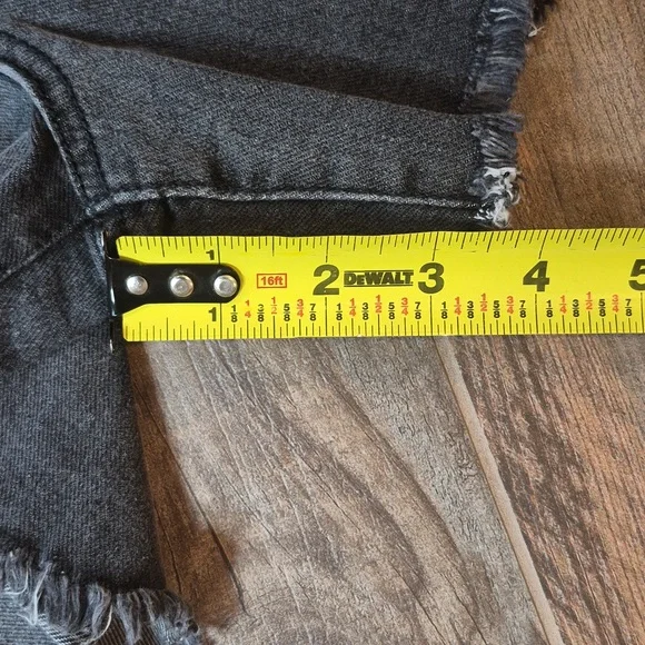 INC Denim Black Distressed High Rise Embroidery Detail Denim Jean Shorts, Size 2 - Picture 11 of 16